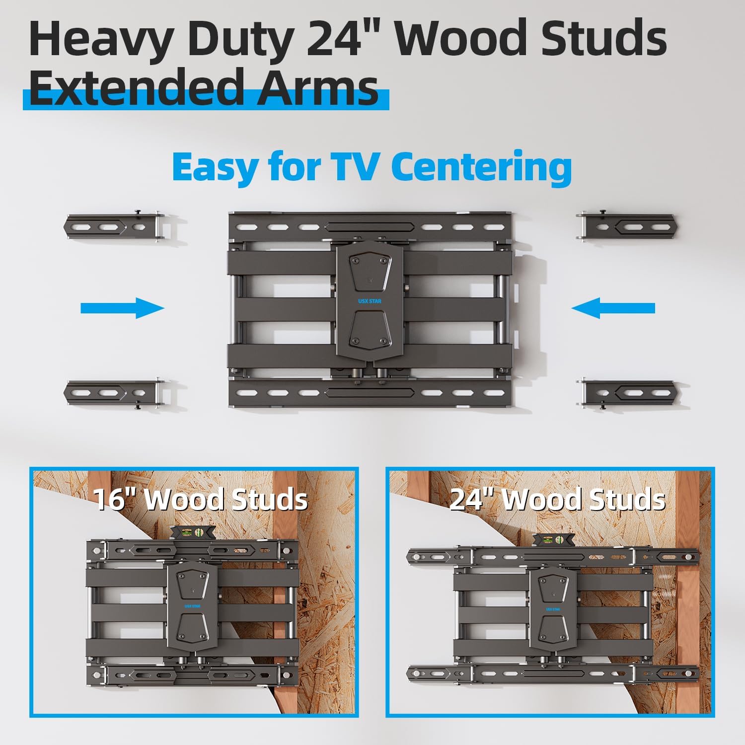 Thumbnail 2 de USX STAR Full Motion TV Wall Mount with 24-Inch Studs for 42–86-Inch TVs