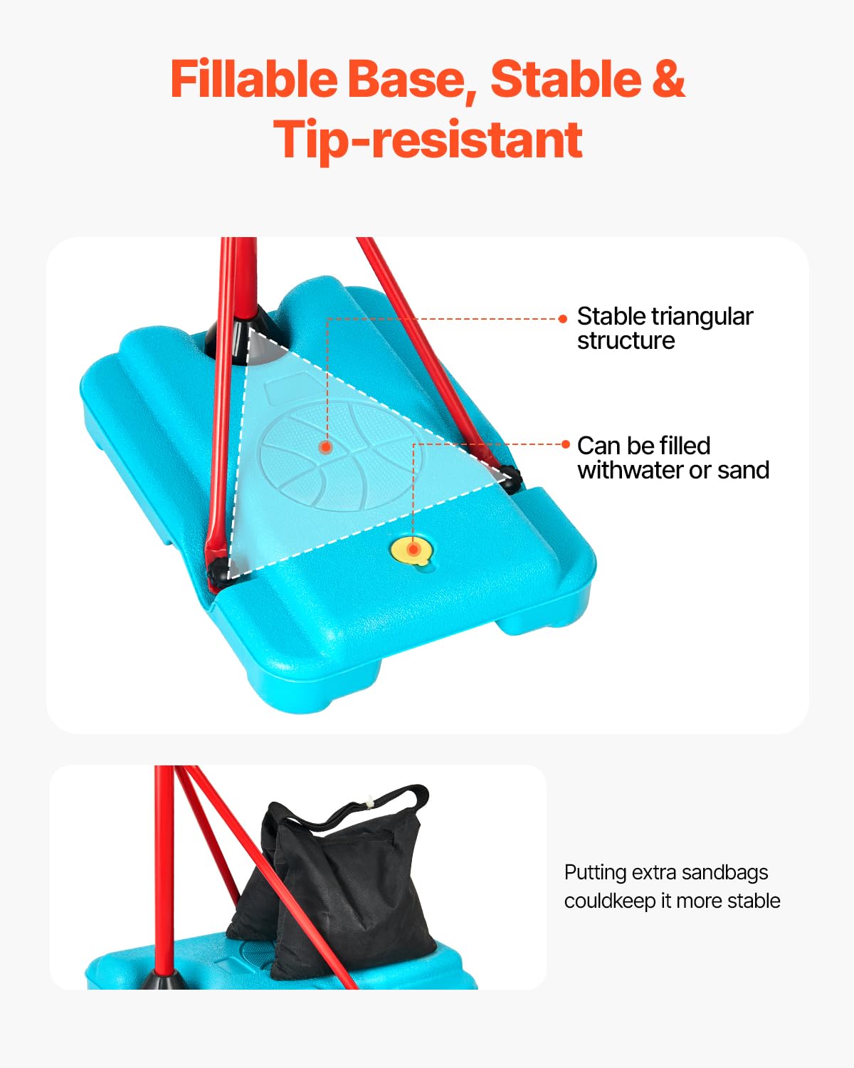Detalle de VEVOR Kids Basketball Hoop: Height Adjustable, Portable & Durable for Indoor or Outdoor Play