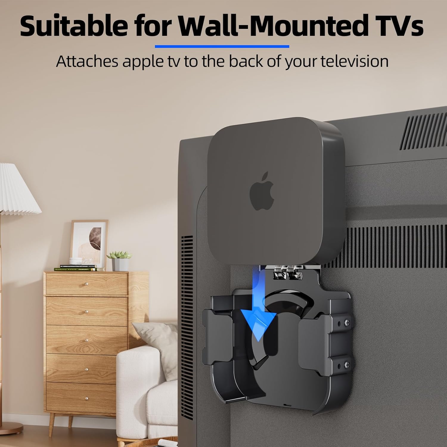 Detalle de Cozcty Mount for Apple TV: Wall-Mmounted Behind-TV Bracket (Black) for All Generations