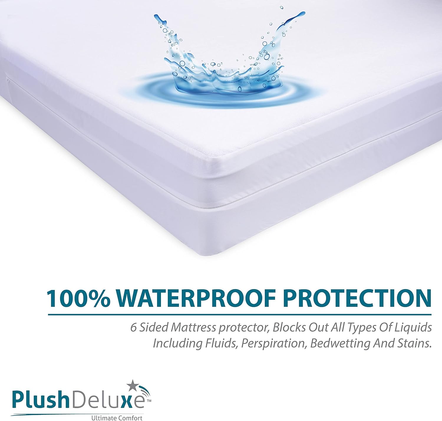 Detalle de Twin-XL 39x80 Waterproof Zippered Mattress Encasement — 6-Sided Protection, Bedbug Proof, Hypoallergenic Cotton Terry