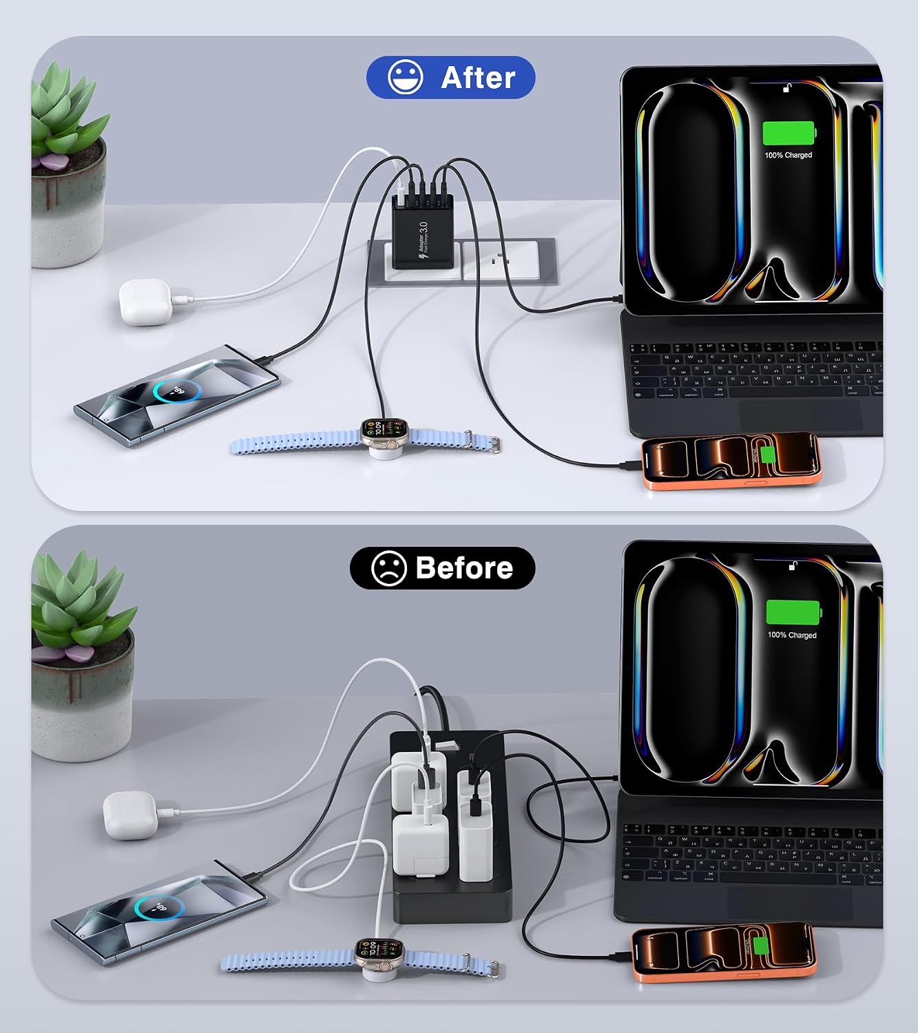 Thumbnail 6 de Qwinjwin 2-Pack 50W 5-Port USB Wall Charger (2 USB-A + 3 USB-C, White)
