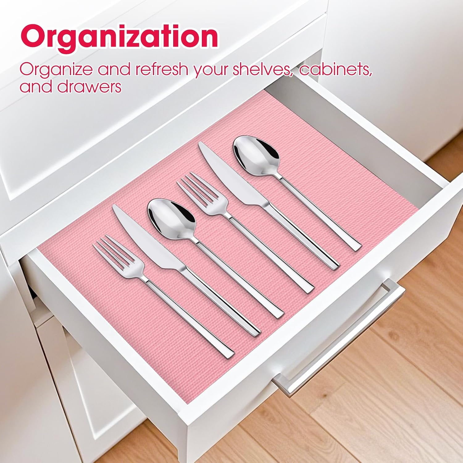 Thumbnail 6 de ALIUNI Pink PVC Drawer and Shelf Liner, Non-Adhesive, Waterproof, 12 in x 10 ft