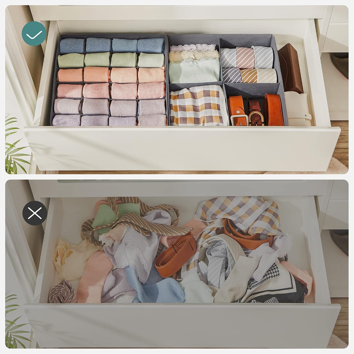 Thumbnail 3 de SONGMICS Tina Collection RDZ06G Drawer Organisers, Set of 6 in Slate Grey
