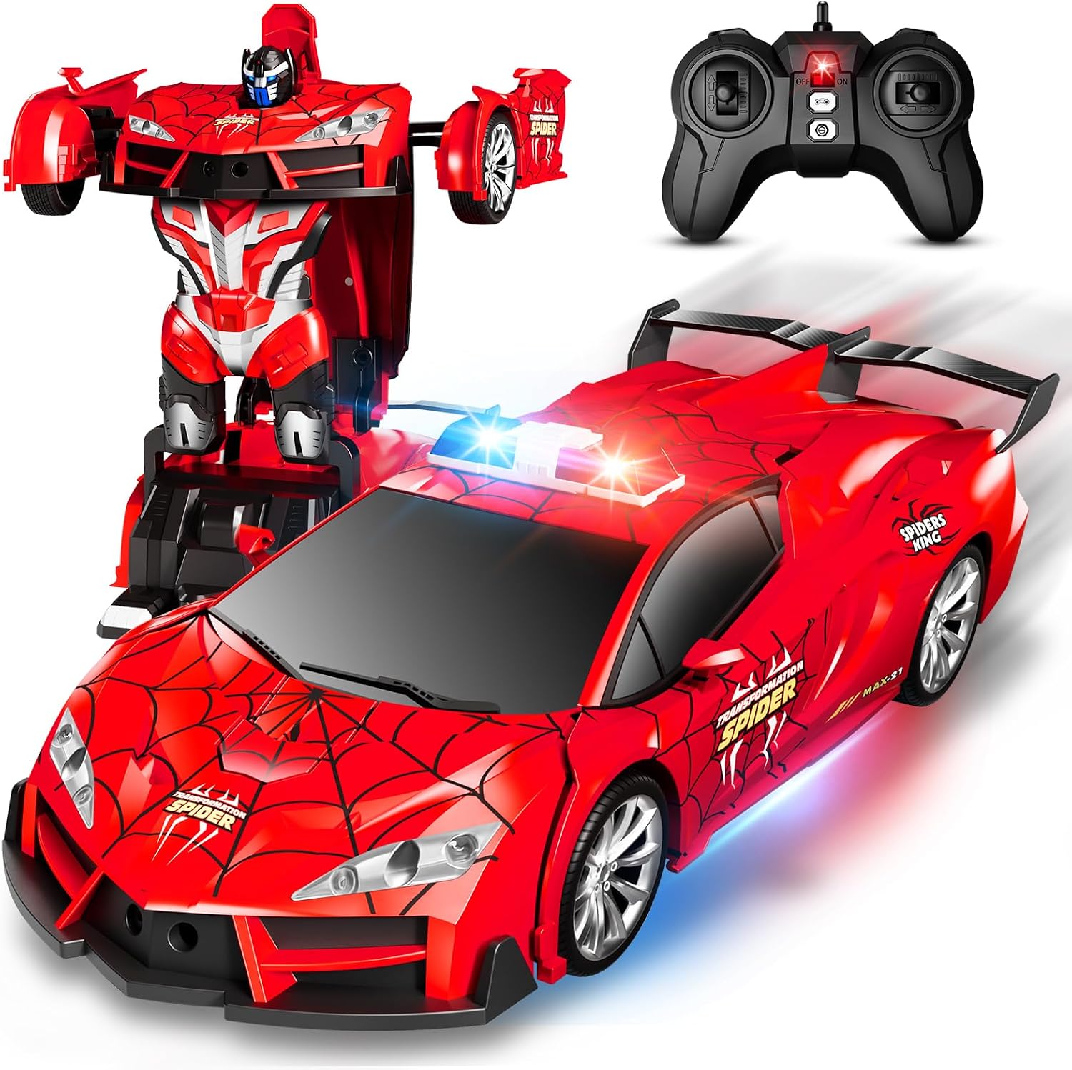 Detalle de Febyhim YT6656 Transforming RC Car with Police Lights, 2.4GHz