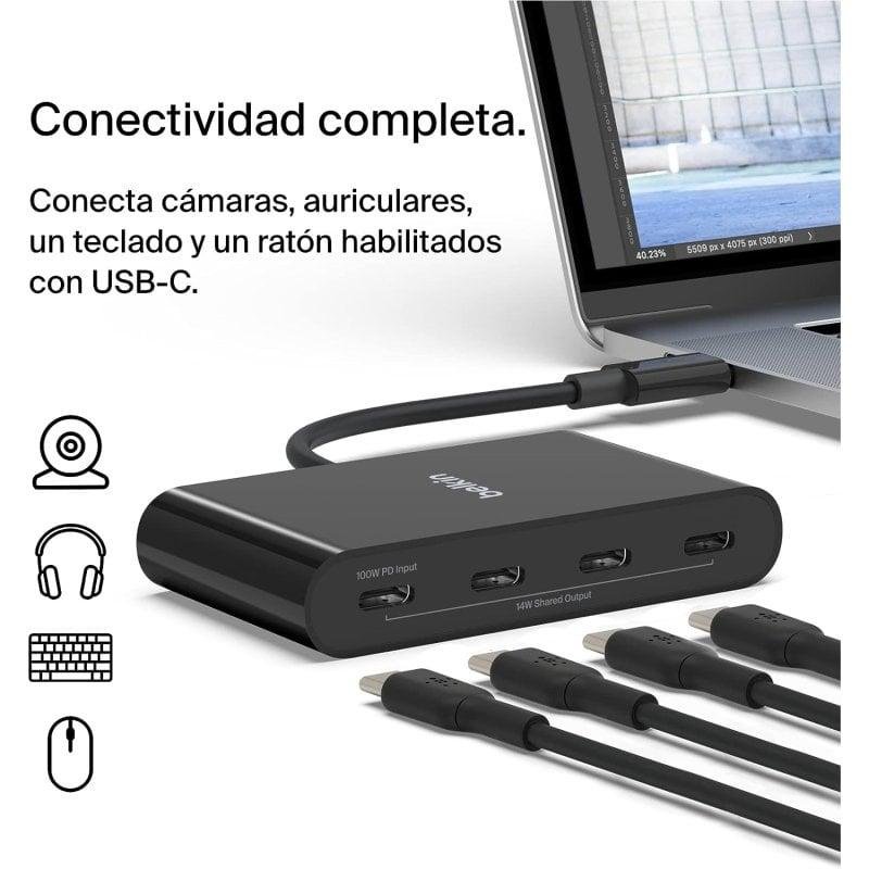 Detalle 2 de Belkin Connect Hub USB-C a 4 Puertos USB-C PD 100W (AVC018BTBK)