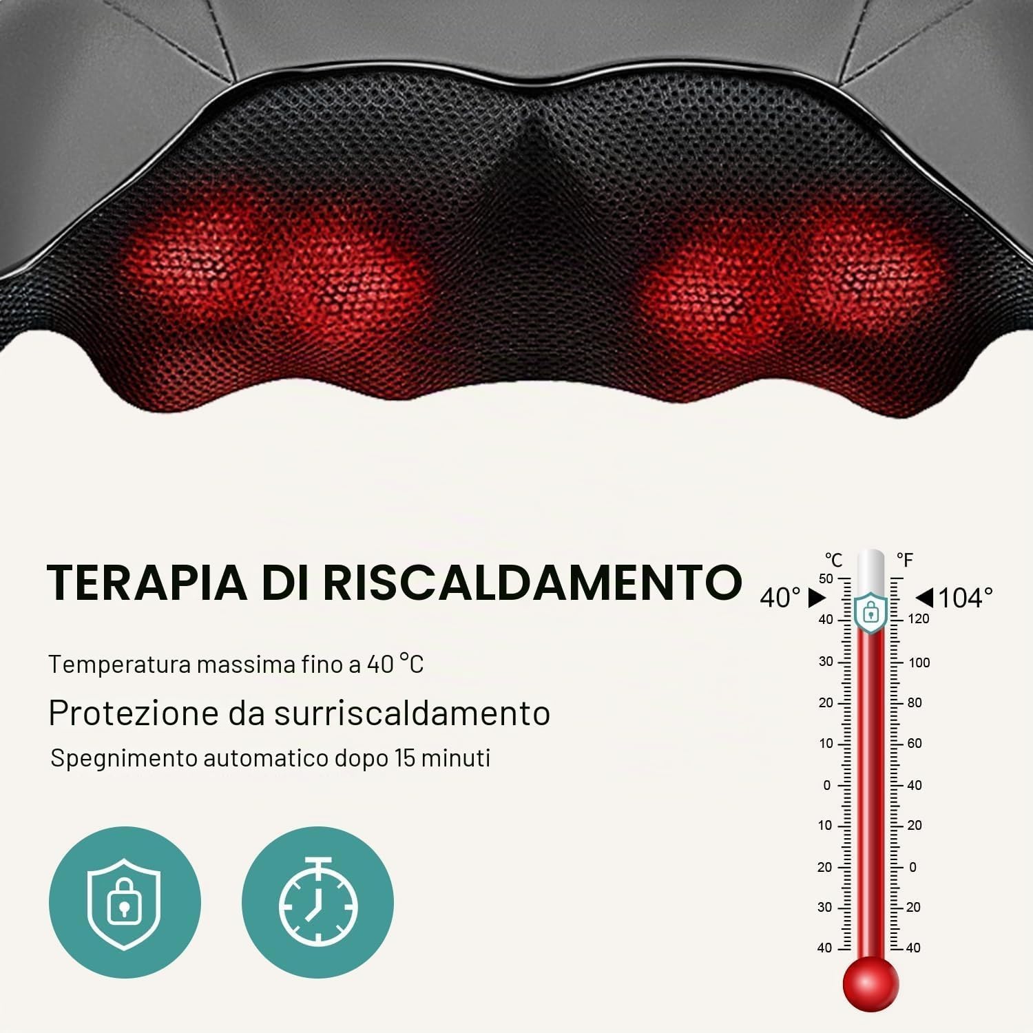Detalle de Nekteck Shiatsu collo e massaggiatore posteriore 3D con calore infrarossi – Grigio Scuro