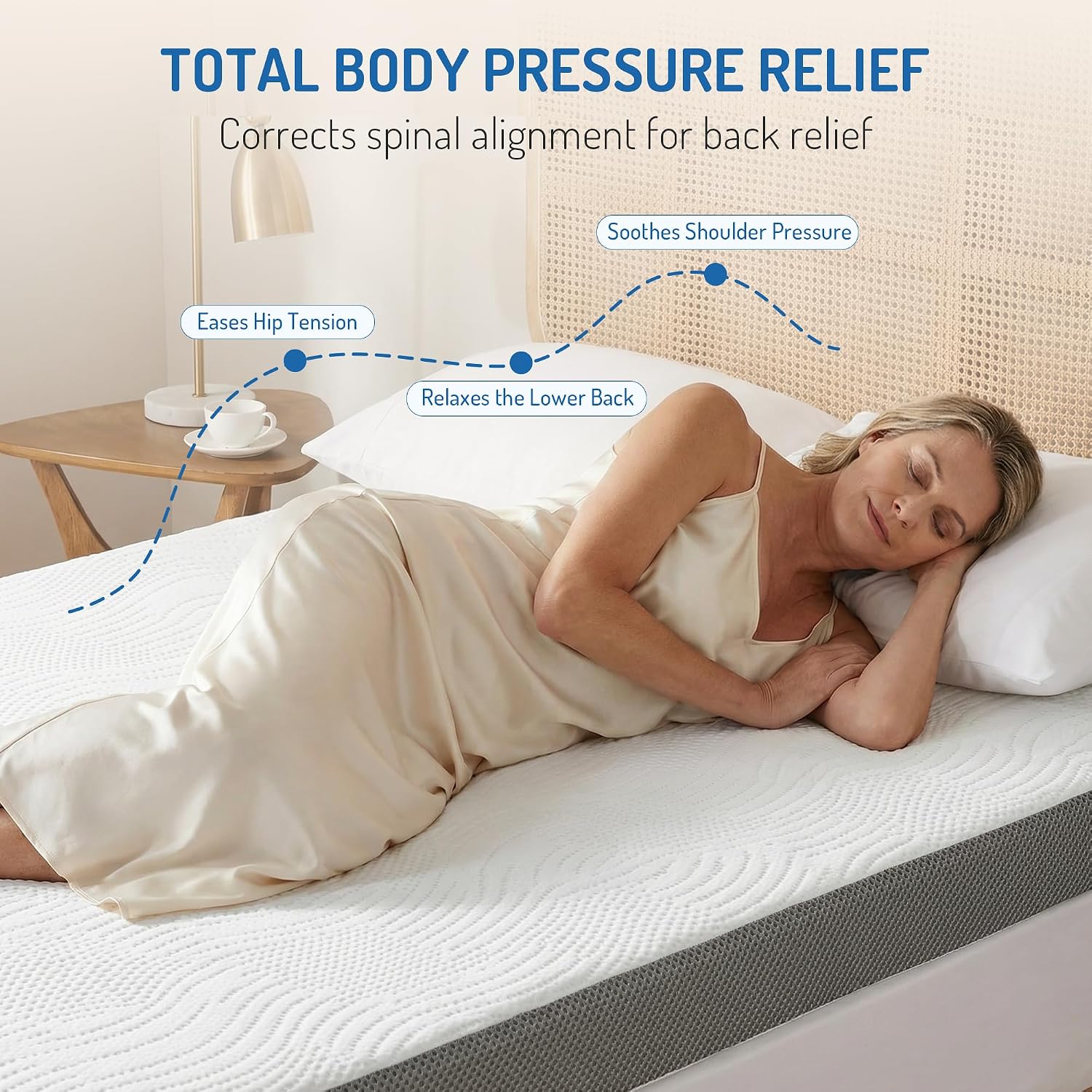 Detalle 2 de Degrees of Comfort Memory Foam Mattress Topper (Double) 8cm – Hypoallergenic, Breathable Airflow Mesh & Washable Anti-Slip Cover