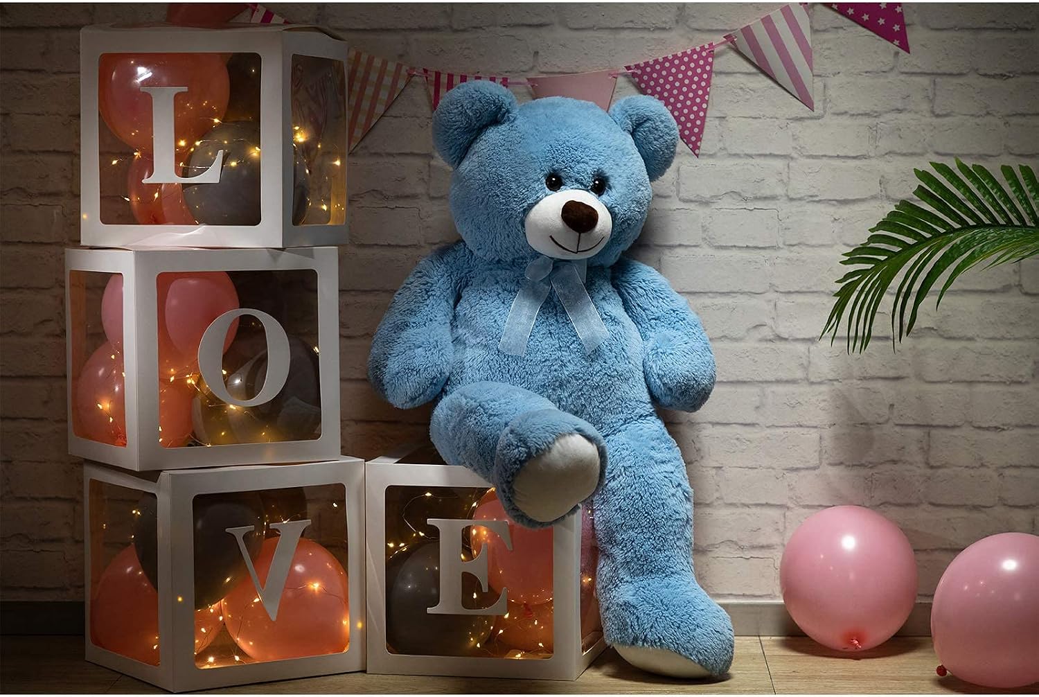 Thumbnail 2 de BEJOY Ours en Peluche Bleu Clair 90 cm – Grand Doudou câlin pour tous les âges