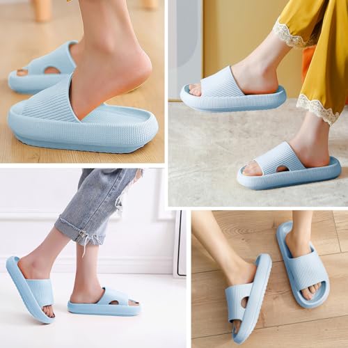 Detalle de Calish Badeschuhe Herren/Damen Cozislides Cloudyzz – rutschfeste Hausschuhe aus EVA, Blau, 36-37 EU
