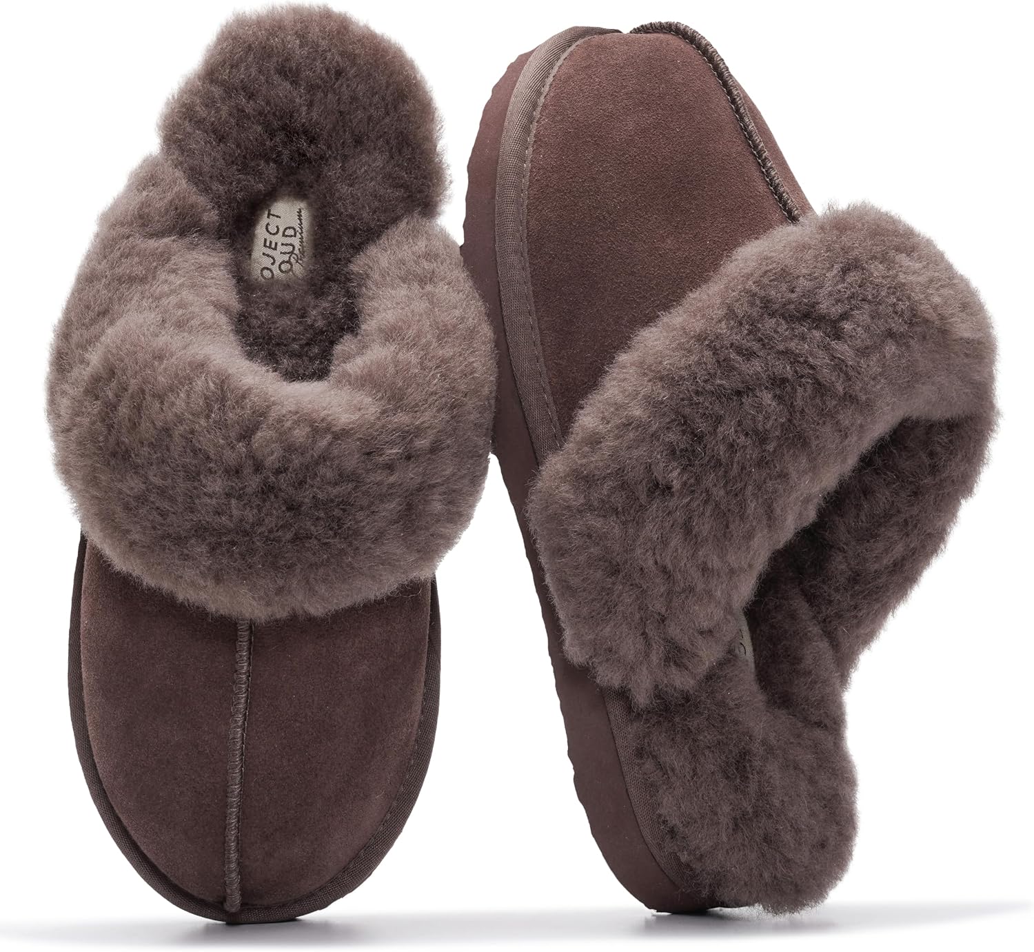Detalle de Project Cloud Women's Leather Clog Slippers with Shearling Lining and Memory Foam