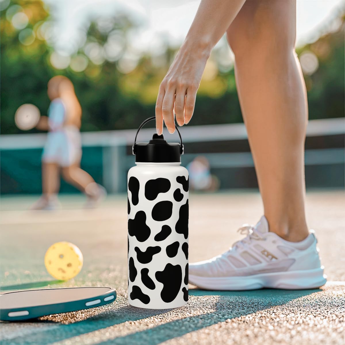 Detalle 2 de SANDJEST SJ-DW-SS-WB32SL Cow Print Insulated Stainless Steel Water Bottle, 32 oz