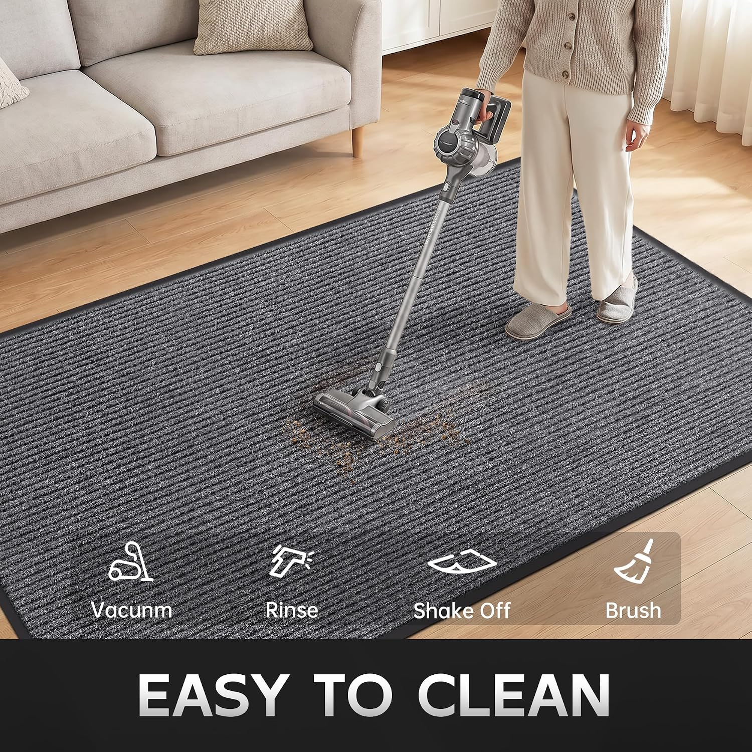 Detalle 1 de Cybstrax 3' x 5' Commercial Door Mat, Waterproof Polyester and Rubber, Low-Profile