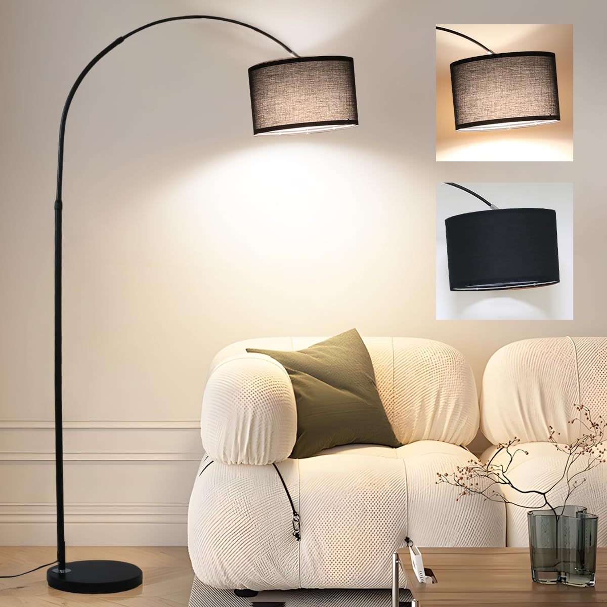 Detalle de ANTNELICHT LUNA Lampada da Terra ad Arco Vintage – Luce calda, design nordico e controllo a pedale