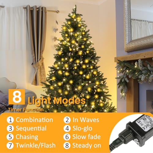Detalle de POIFL Guirnalda LED para árbol de Navidad, 400 LED y 16 hilos de 2 m