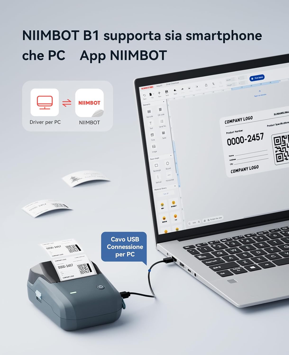 Detalle 2 de NIIMBOT B1 etichettatrice Bluetooth con 3 rotoli