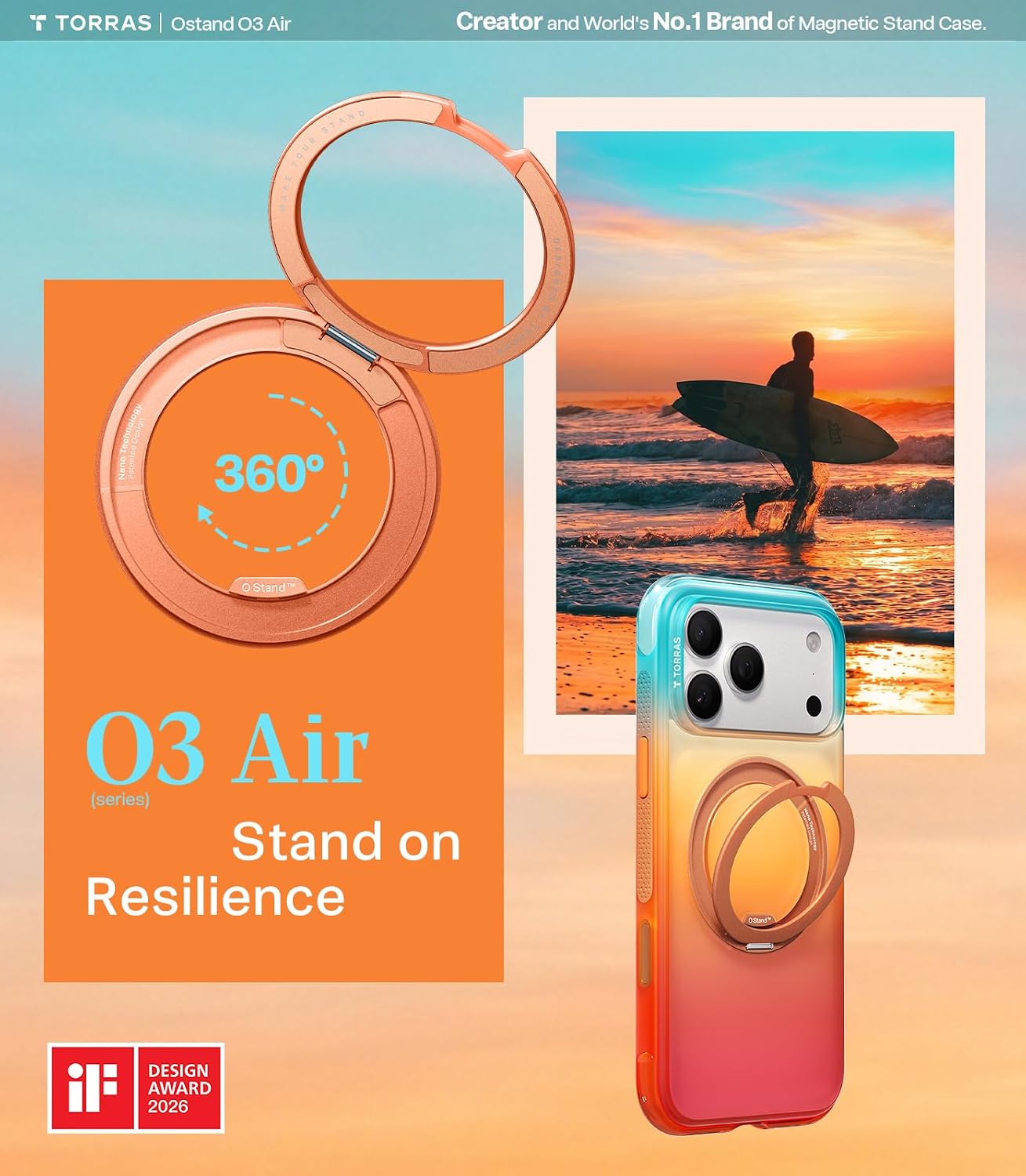 Thumbnail 6 de TORRAS O3 Air Case for iPhone 17 Pro Max with 360 Magnetic Stand