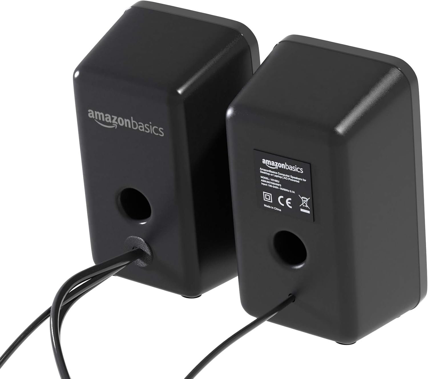Detalle de Amazon Basics Haut-parleurs pour ordinateur (lot de 2) — alimentation secteur, prise UE, noir