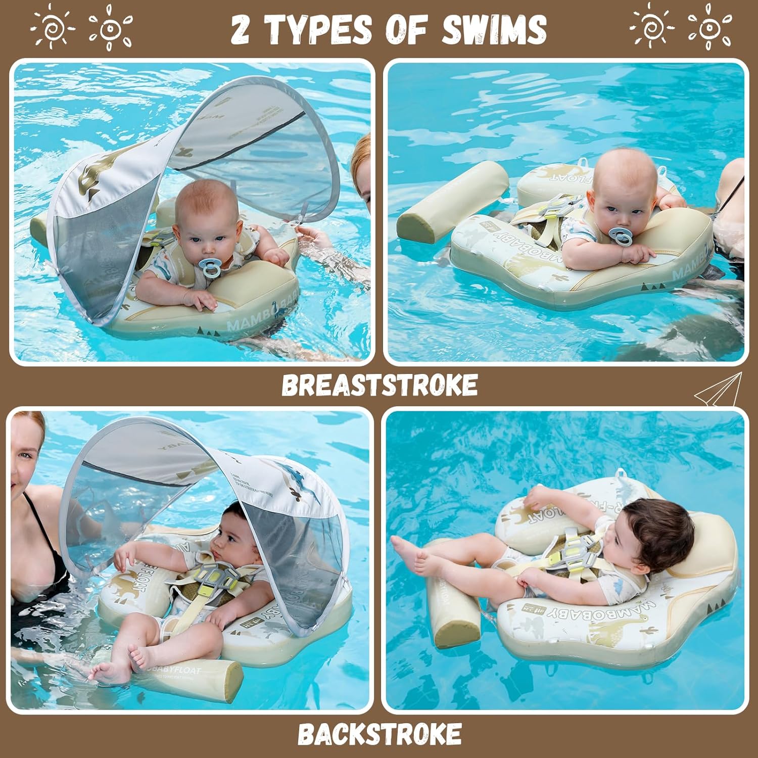 Detalle de GENTEACO Mambobaby Baby Swim Float with Canopy (Non-Inflatable, 3–24 Months)