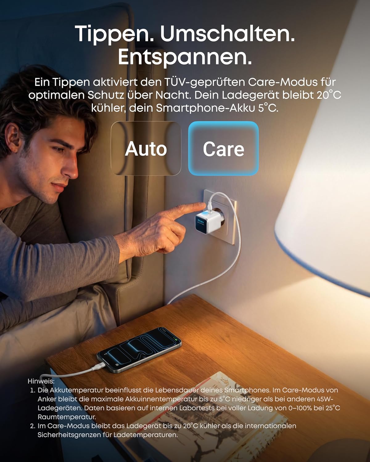 Detalle 2 de Anker Nano 45W USB‑C Ladegerät mit Display – intelligentes Erkennen, GaN Schnellladung und TÜV-zertifizierter Care-Modus