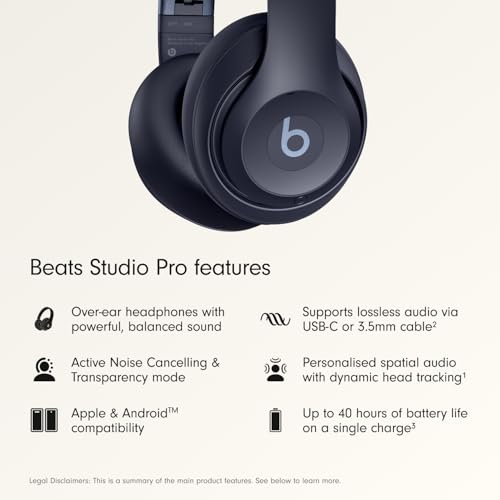 Detalle 2 de Beats Studio Pro Premium Wireless Over-Ear Headphones (Navy)