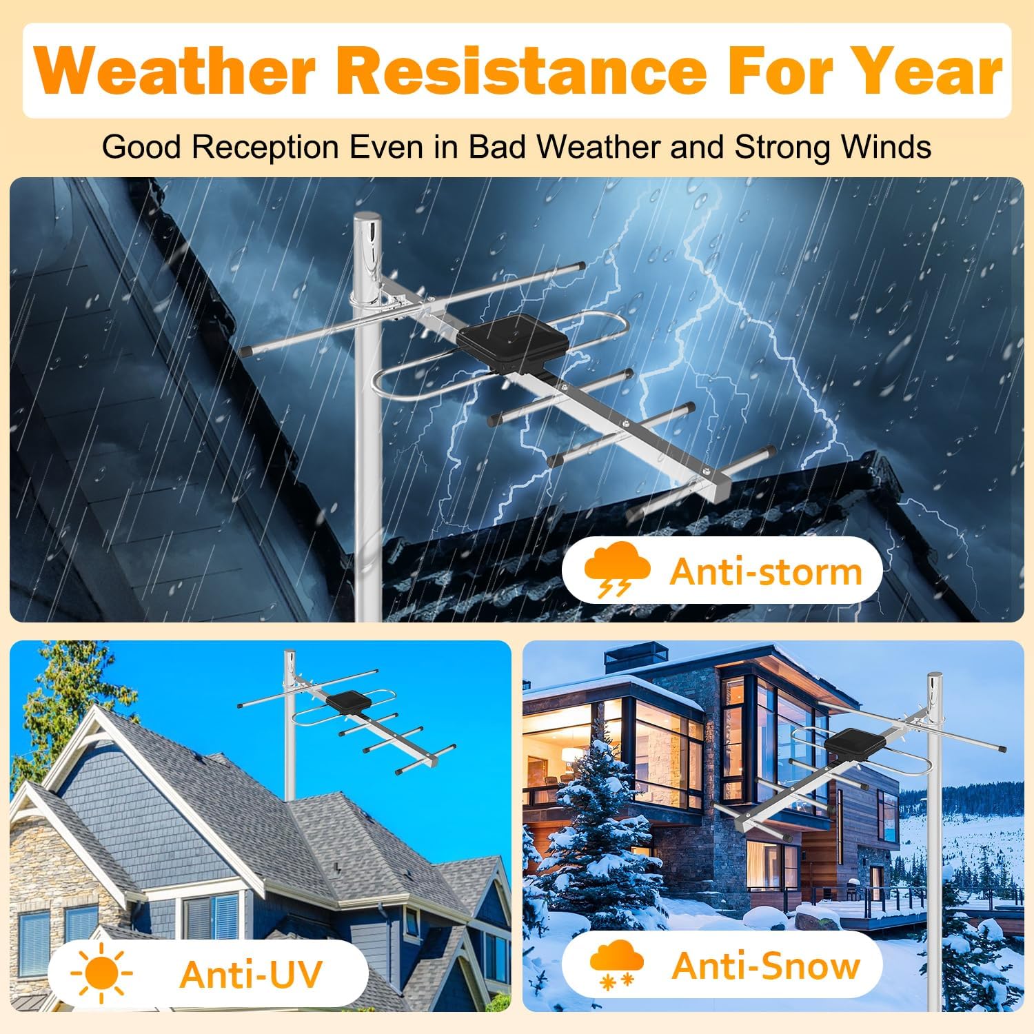 Thumbnail 6 de BsphereX Outdoor TV Aerial for Freeview HD (Long Range Digital) with High Gain, 4K/1080p & DAB Support