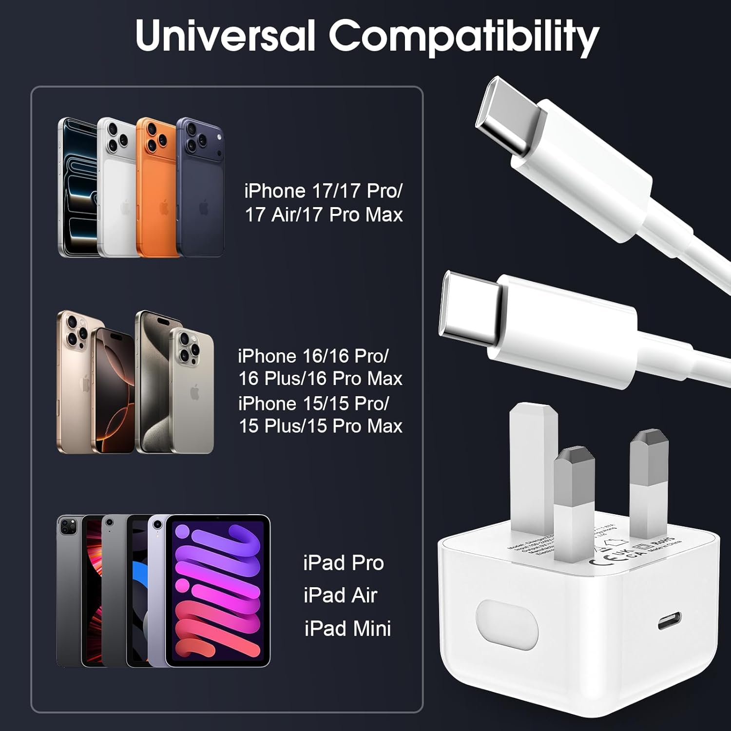 Thumbnail 2 de iPhone 17 20W USB‑C charger 2‑pack with 2m cable