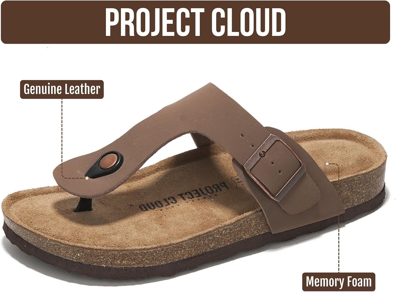 Detalle 2 de Project Cloud Thong Sandals in Genuine Leather
