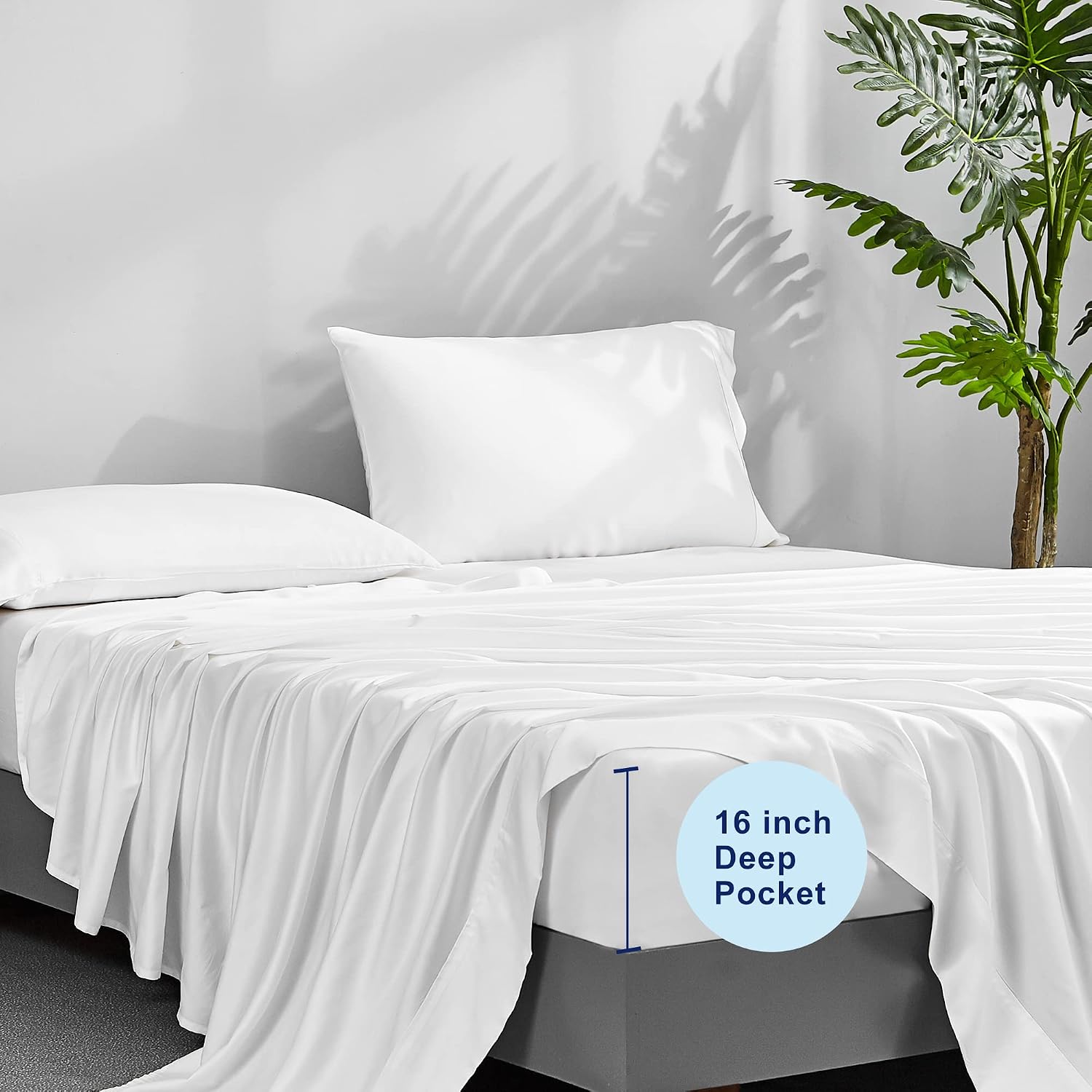 Detalle de ACCURATEX Bamboo Cooling Sheets, King Size, 300 Thread Count, 16-Inch Pockets