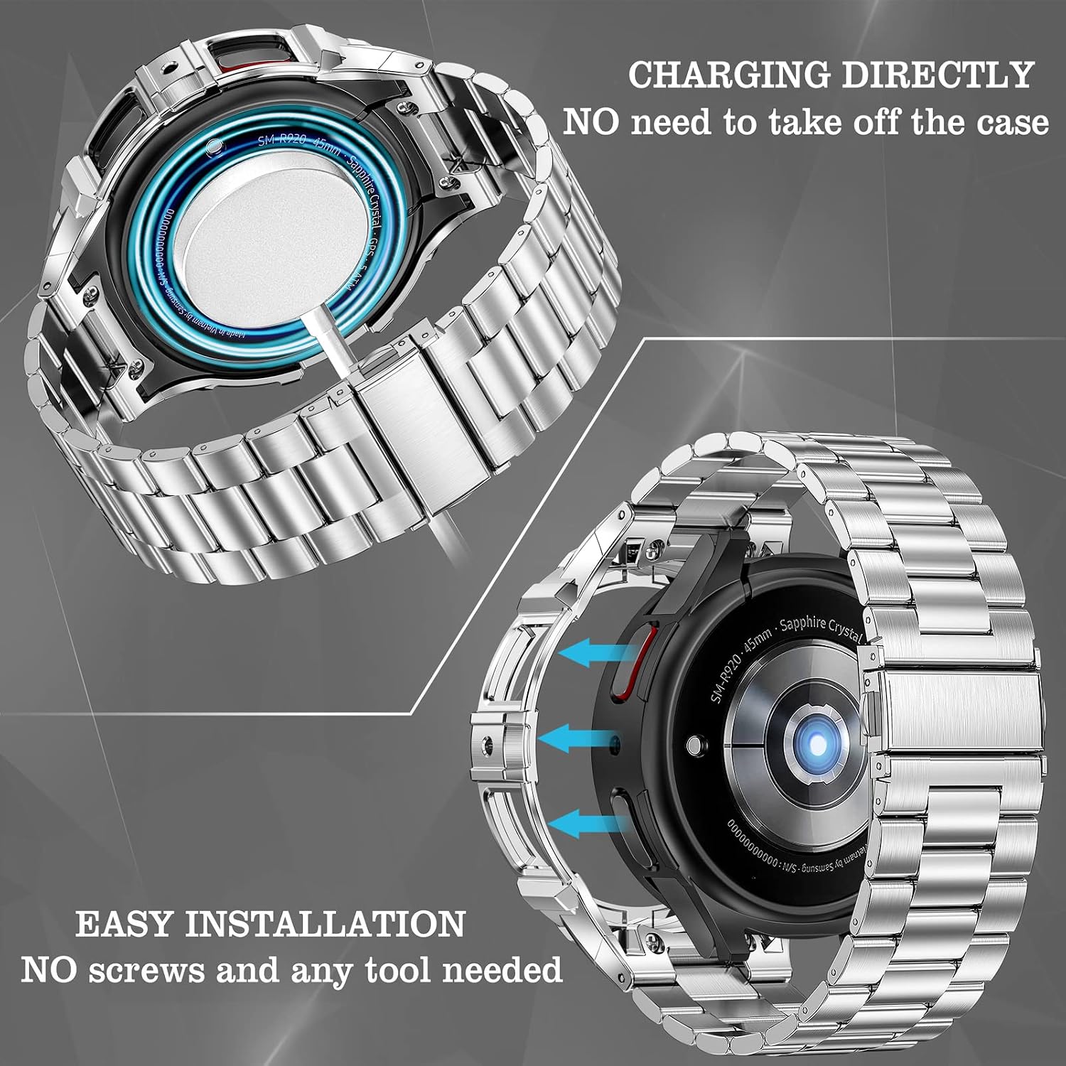 Thumbnail 2 de SUPLINK metal case & stainless steel strap for Samsung Galaxy Watch 6/5/4 and Watch 5 Pro/Ultra (44mm/45mm/47mm)