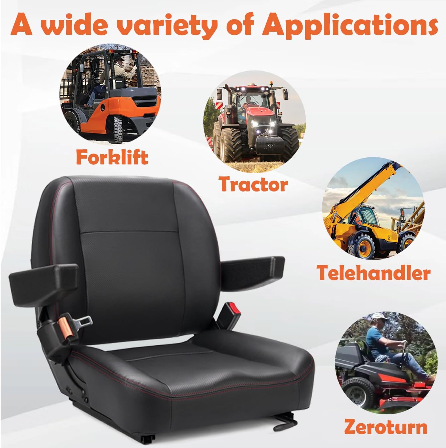 Thumbnail 6 de SEATIN Universal Forklift Seat 6" Slide