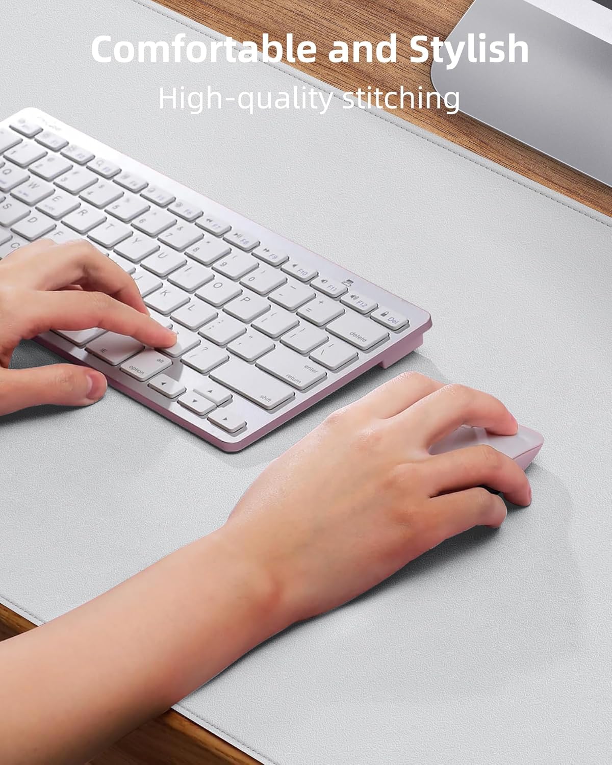 Thumbnail 3 de AFIING Leather Desk Pad Protector – Ivory White, 40" x 20