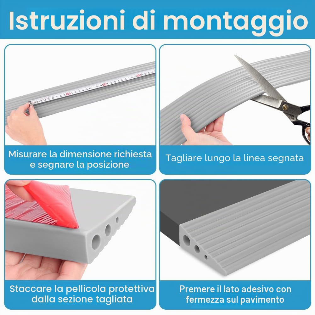 Thumbnail 4 de OSDUE Profilo di Transizione Pavimento Gomma Autoadesivo: rampa soglia in Gomma TPE grigio