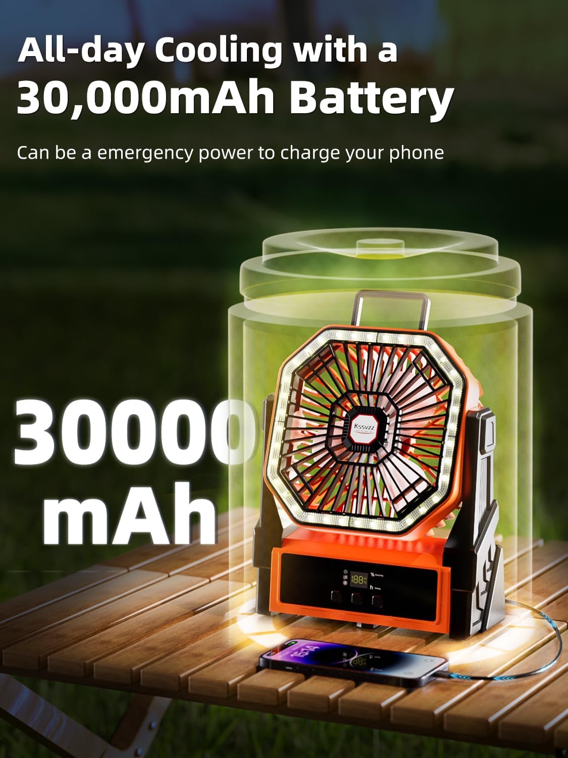 Thumbnail 1 de Kssvzz Portable Camping Fan with 30000mAh Battery and 270° Pivot