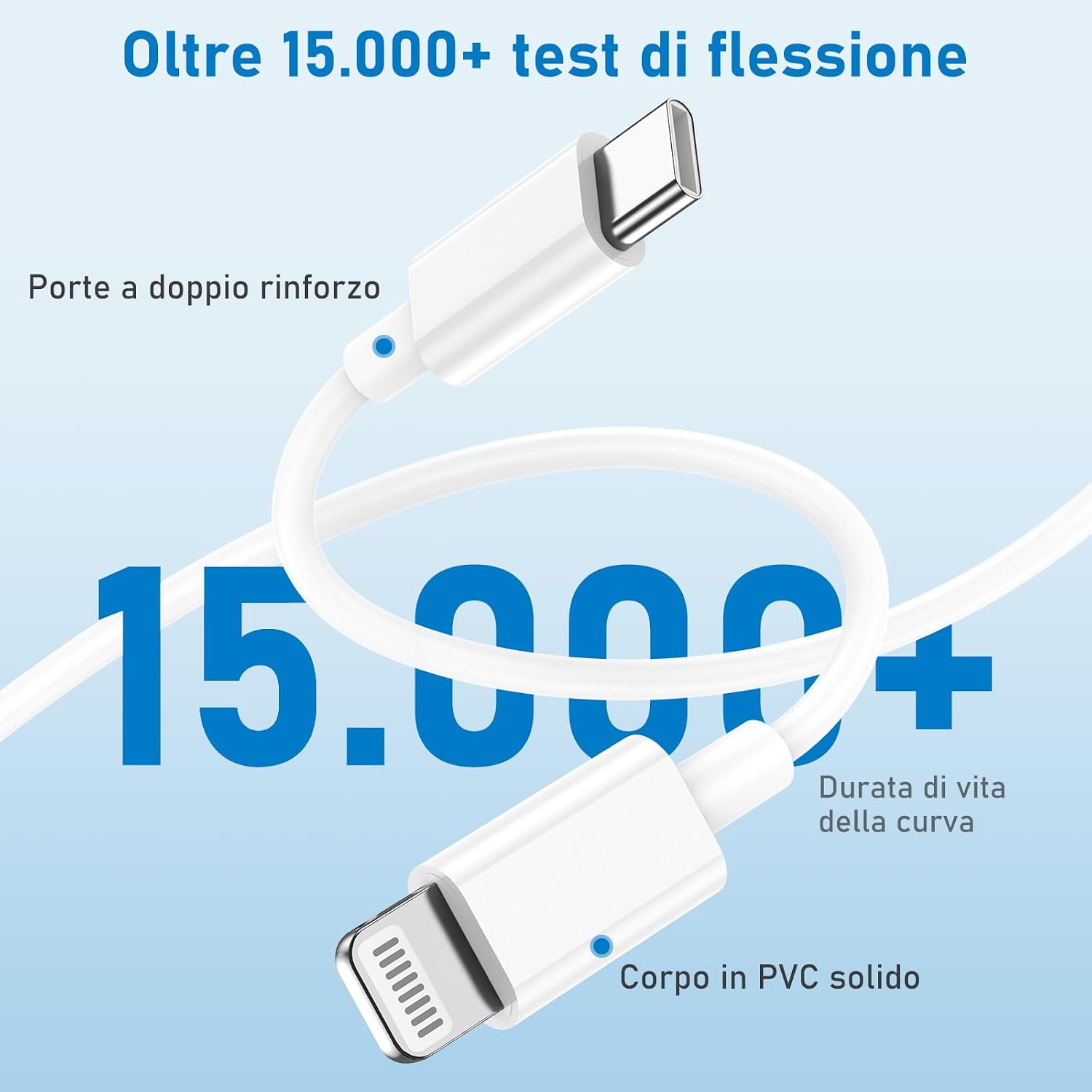 Detalle 2 de ZMHPJQ 1M cavo USB‑C to Lightning certificato MFI per iPhone