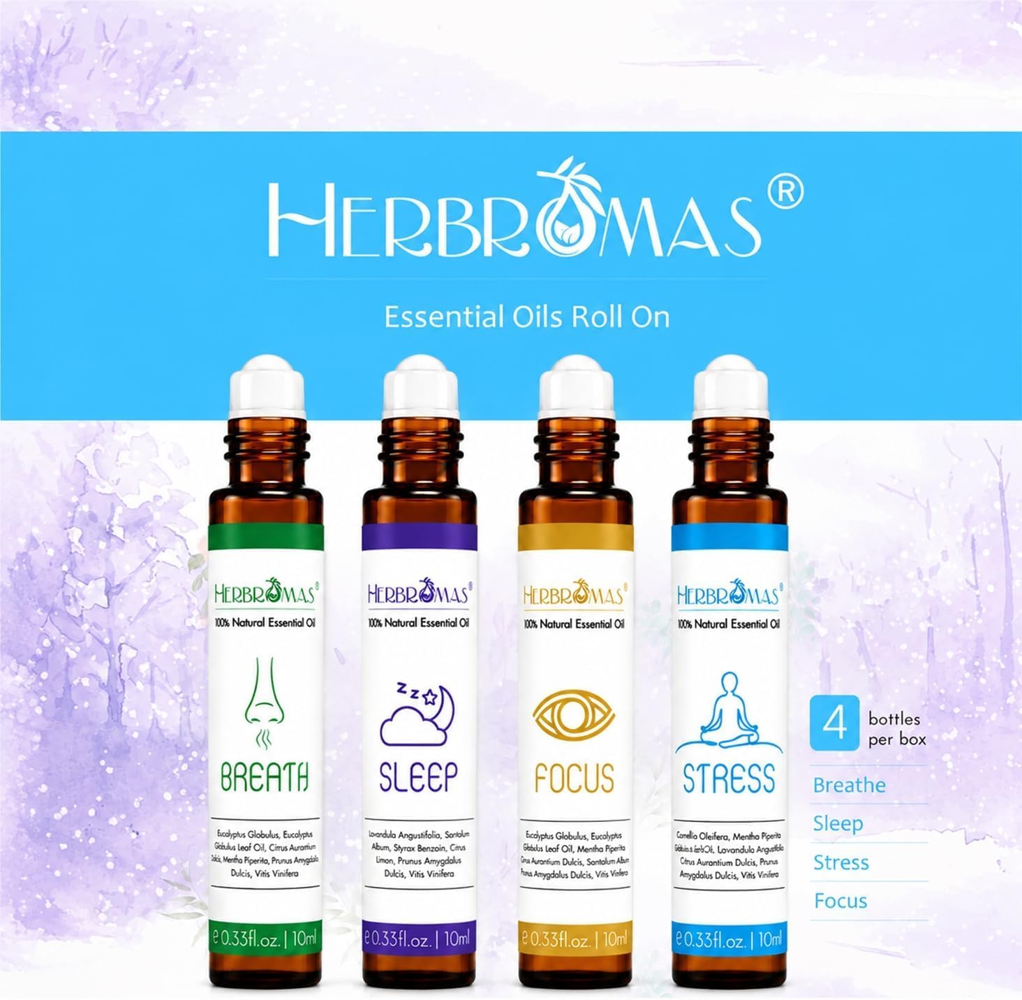 Thumbnail 1 de Set di roll-on HERBROMAS 4x10 ml: miscele naturali pronte all’uso per aromaterapia