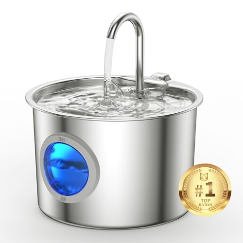 Detalle de Fontaine à Eau pour Chat 2,2 L INOX JLVDXN – eau en mouvement et filtration efficace