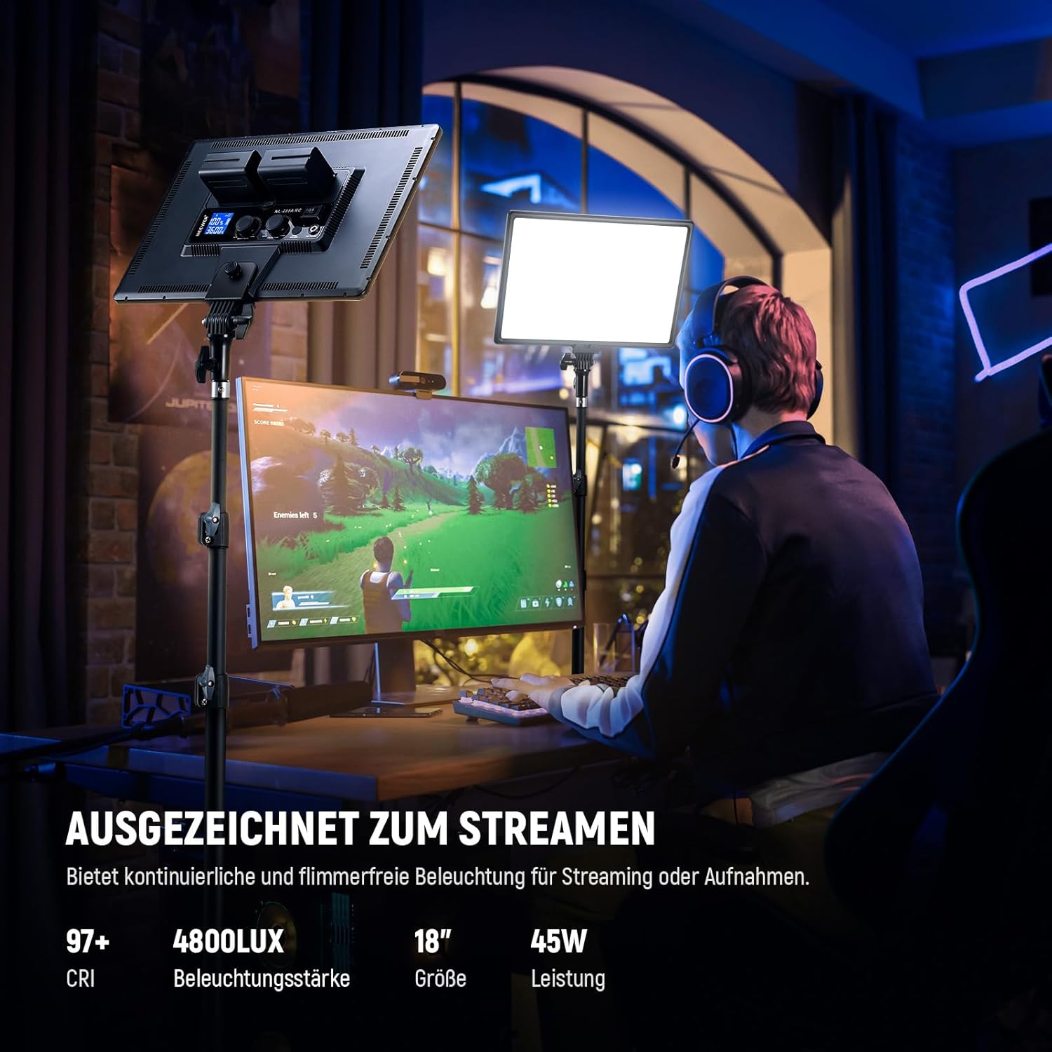 Thumbnail 1 de NEEWER NL288 LED Panel Videolicht – 45W, bi-farbe 3200K–5600K, CRI 97+, Fernbedienung
