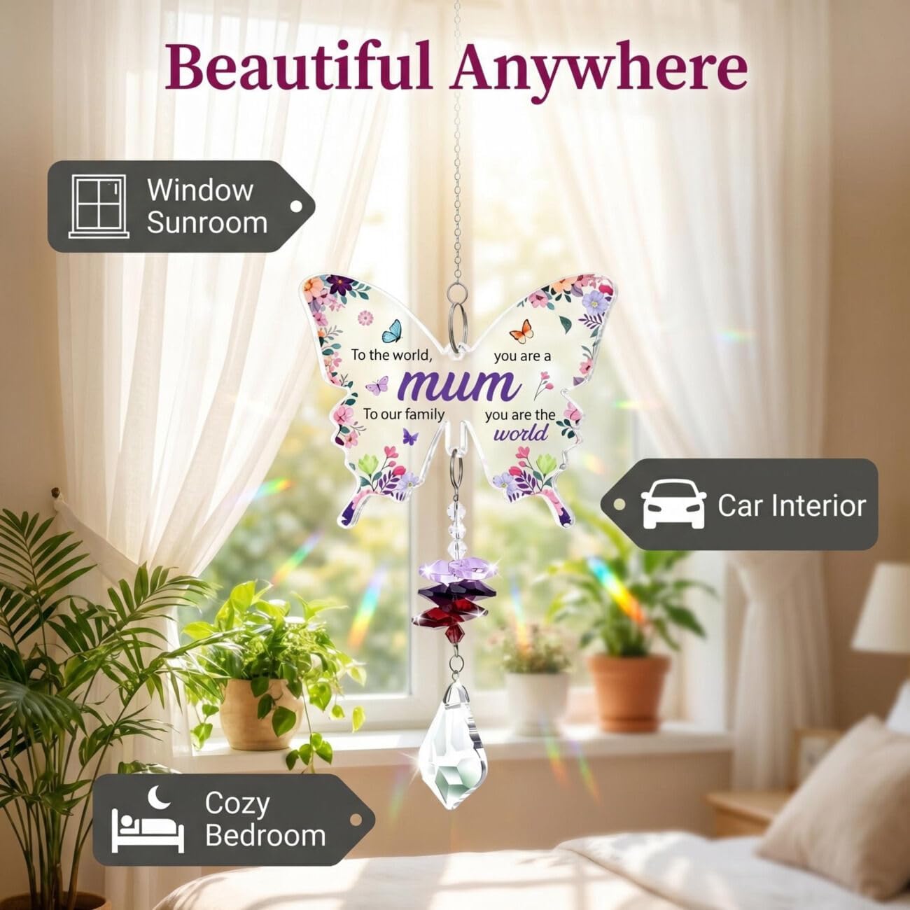 Detalle de SHIFANQI Butterfly Suncatcher, Crystal