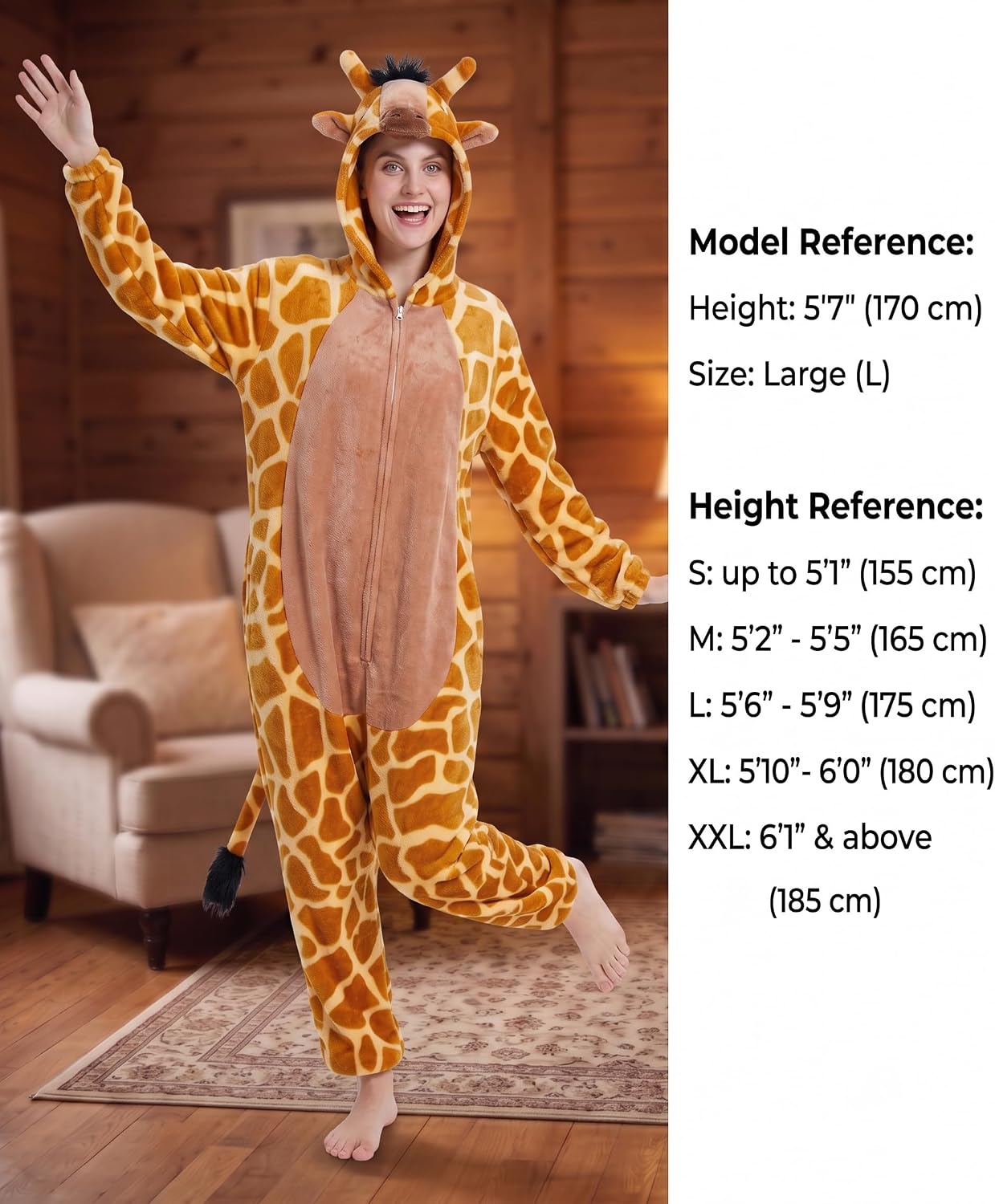 Thumbnail 4 de Hundredmore Adult Animal Onesie Pajamas with Zip Front and Pockets