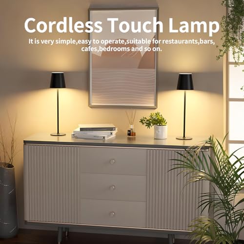 Detalle de Lampe de Table LED Dimmable Sans Fil – Lot de 2 par Liyabber