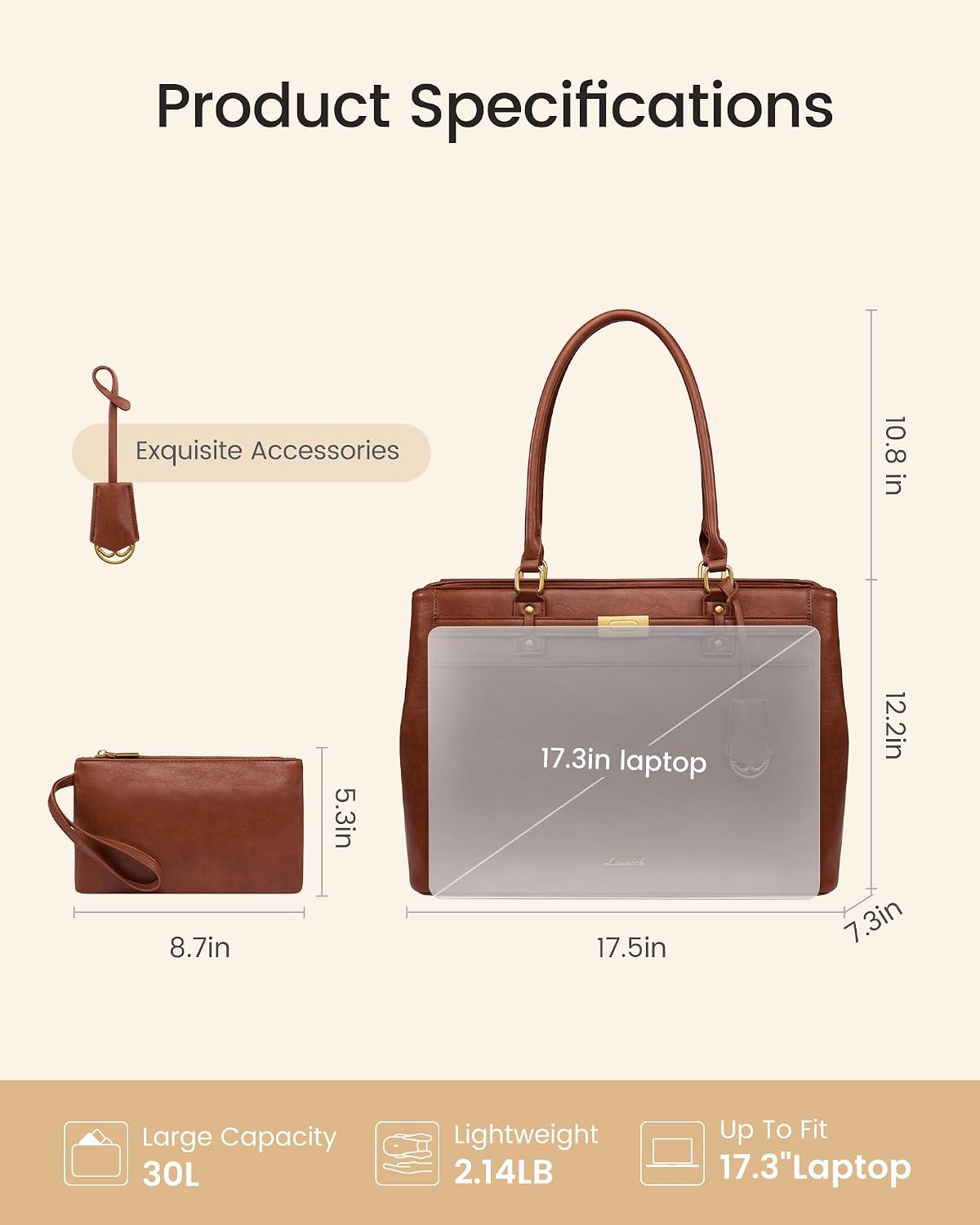 Thumbnail 4 de LOVEVOOK Laptop Tote Bag 17.3-Inch