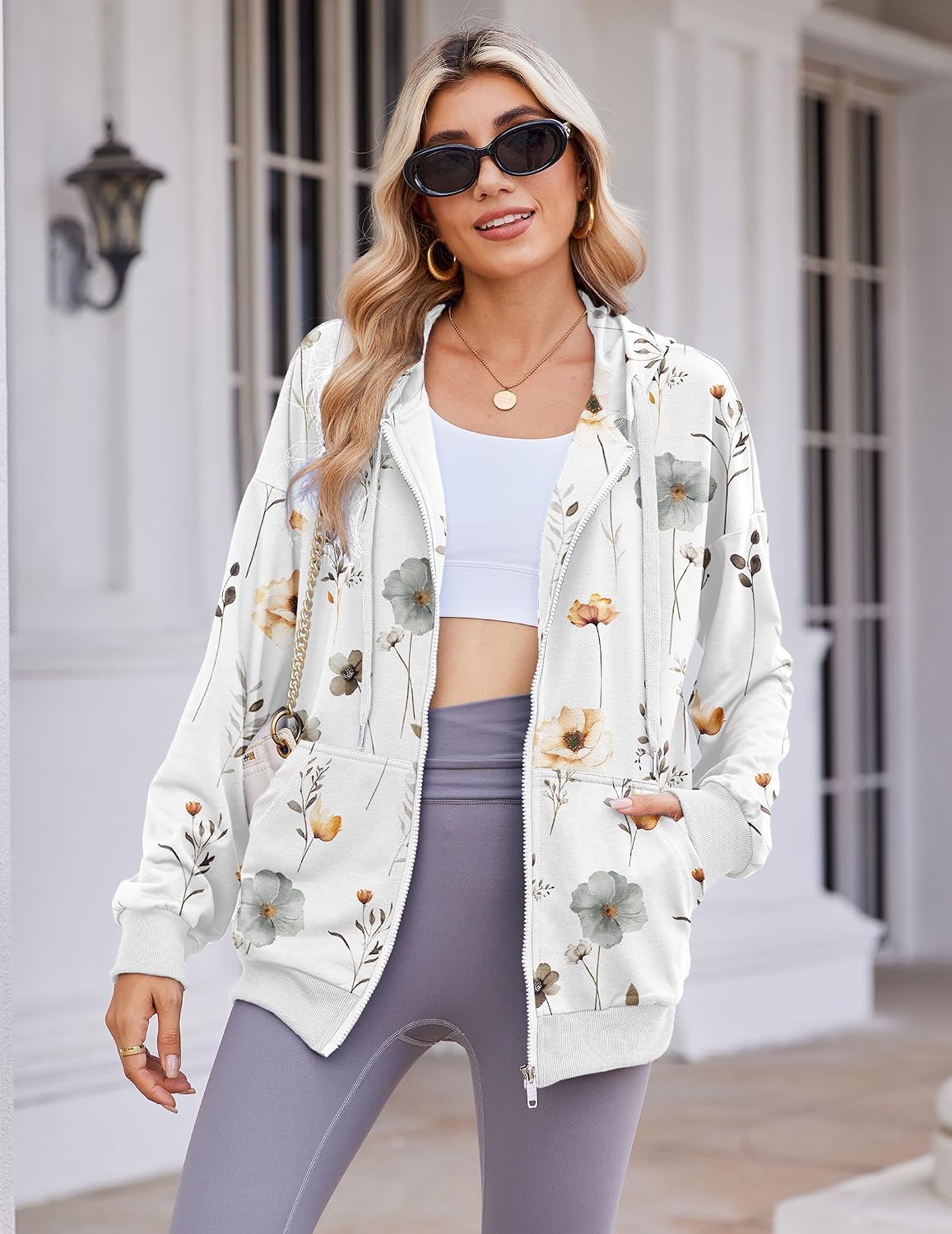 Thumbnail 2 de Zeagoo Women's Lightweight Hoodies Full Zip Up Oversized Sweatshirt with Pockets