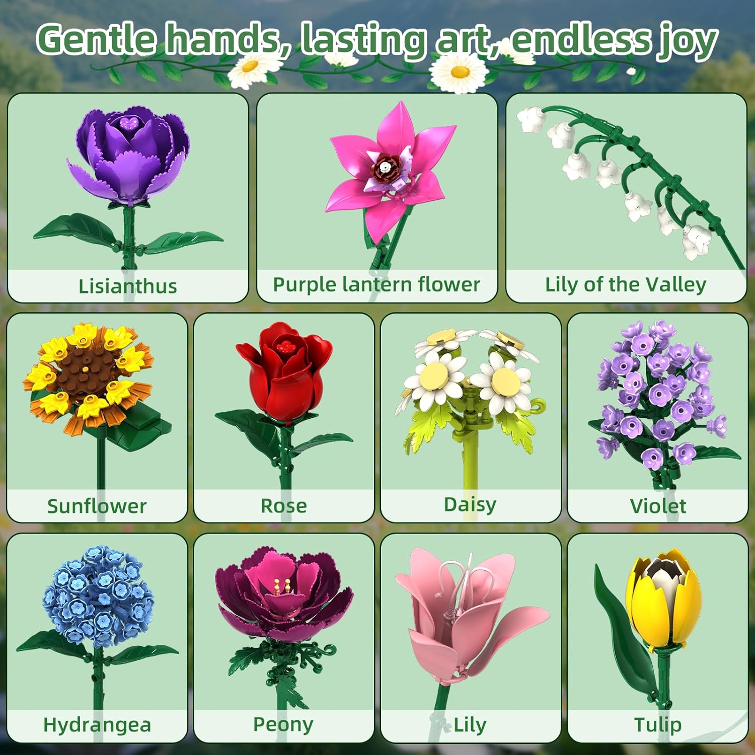 Thumbnail 3 de kiothdre Flower Bouquet Set for Adults – Botanical building blocks with roses, sunflower and more