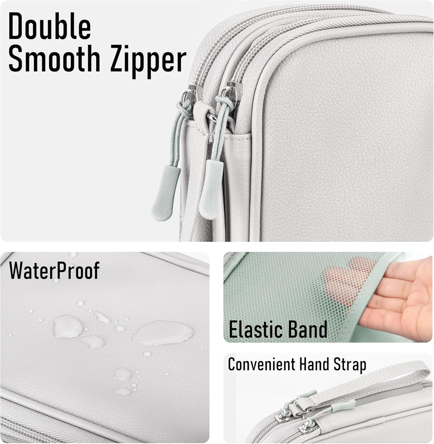Detalle de Arae PU Leather Travel Essentials Electronic Organizer – Double Layer Waterproof Case