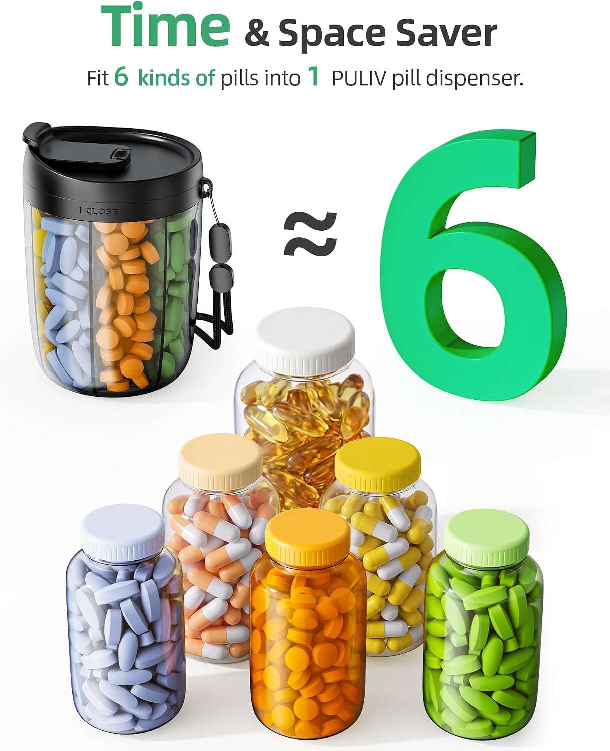 Thumbnail 1 de PULIV Large Pill Bottle Organizer with 20 Labels 💊