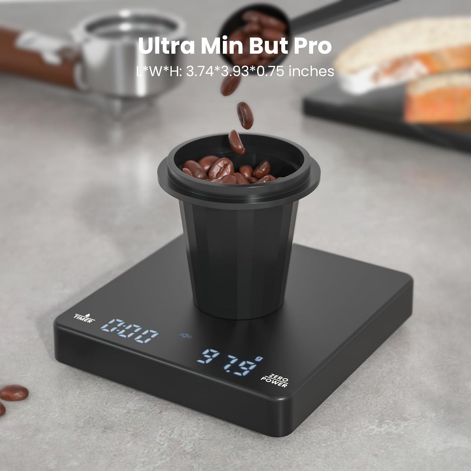 Detalle 2 de Maestri House S1 Mini KC200 Espresso Coffee Scale, 0.1 g Precision, 2 kg