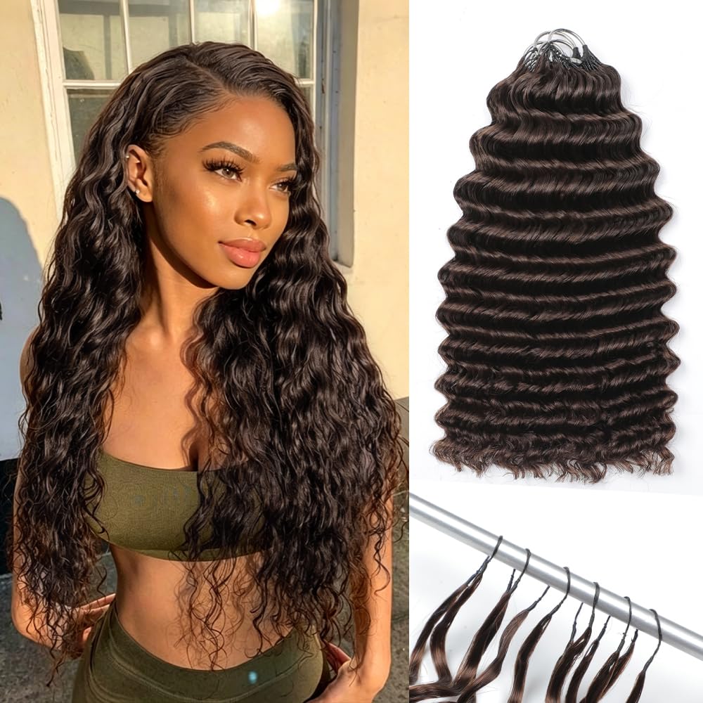 Deep Wave 20 Inch Human Crochet Hair – 125g, 100 Strands, Dark Brown