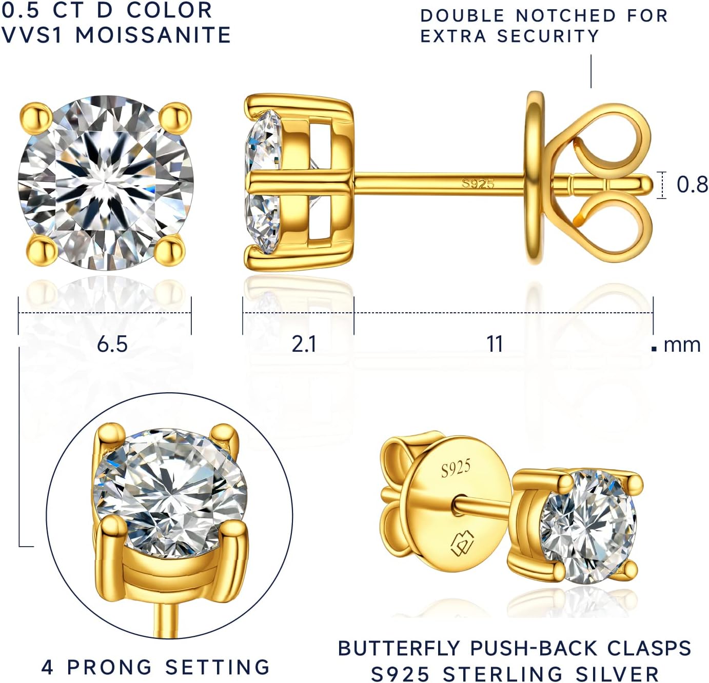 Thumbnail 5 de MomentWish Orecchini Moissanite 5mm