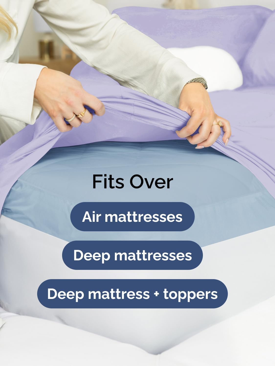 Thumbnail 5 de CGK Unlimited Extra Deep Queen Sheet Set (6-Piece) in Lavender