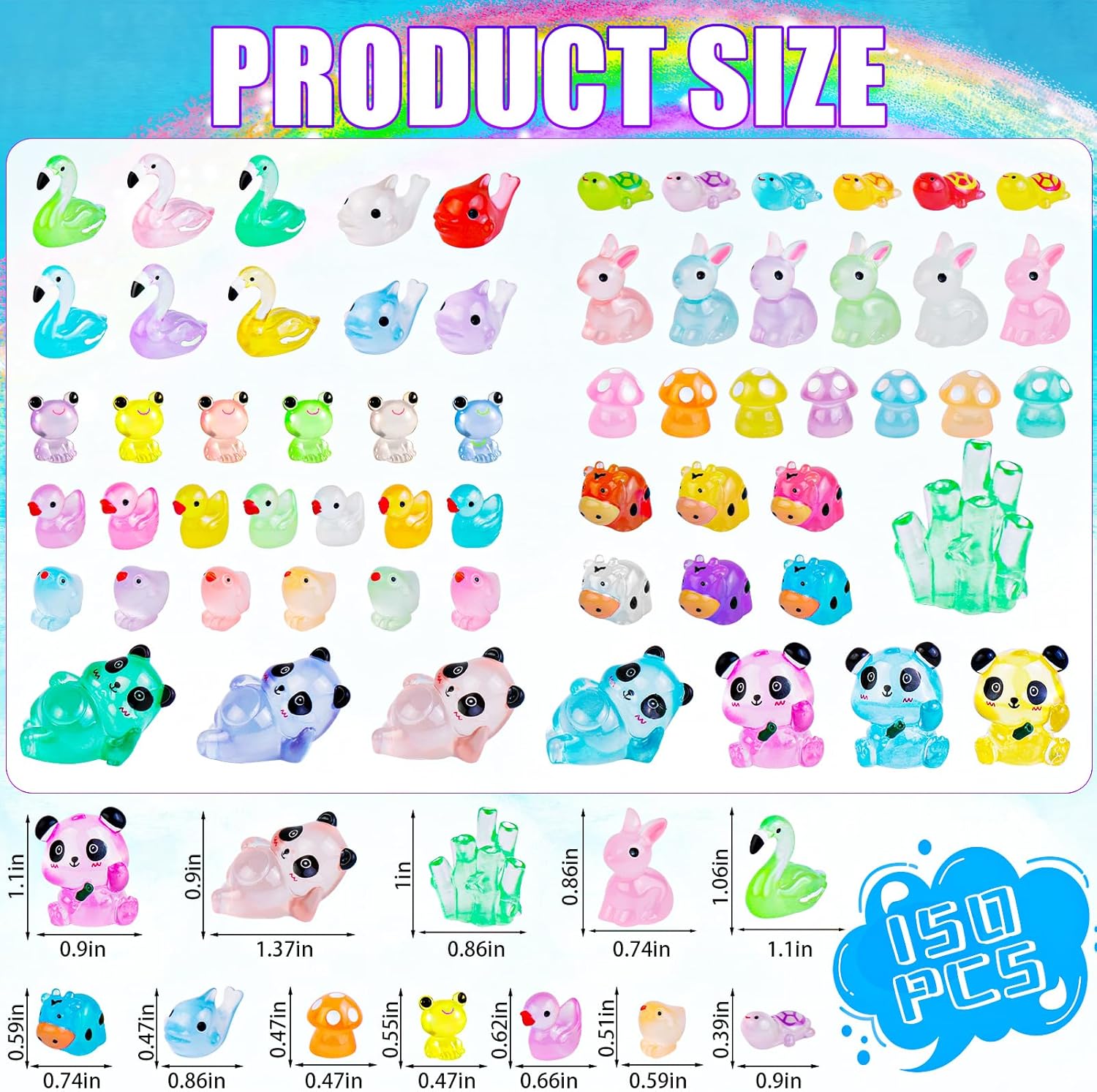 Thumbnail 1 de gyoyede 150pcs Luminous Mini Resin Animals